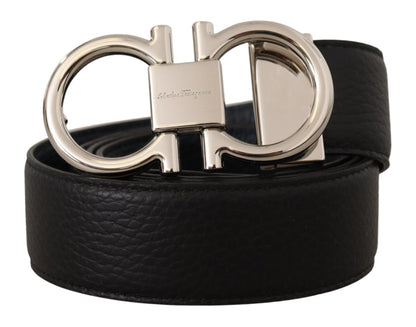 Reversible Marine Blue and Black Calf Leather Belt