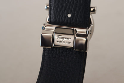 Reversible Marine Blue and Black Calf Leather Belt