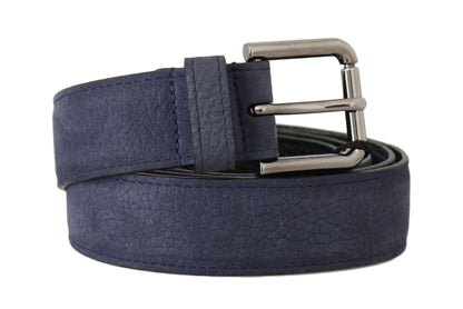 Elegant Blue Deerskin Leather Belt