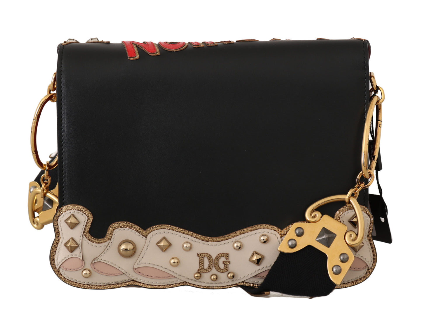 Chic Leather Lucia Shoulder Bag with Crystal Embellishments