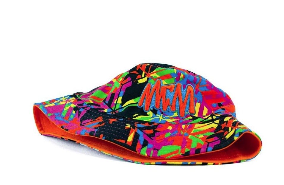 Cubic Monogram Neon Cotton Silk Blend Embroidered Logo Bucket Hat