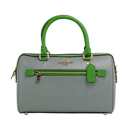 Rowan Multi Kelly Green Colorblock Leather Satchel Crossbody Bag