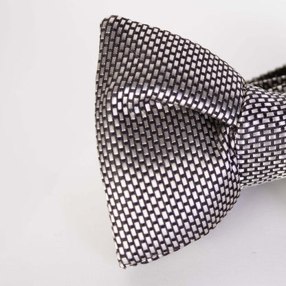 Elegant Grey Silver Silk Bow Tie