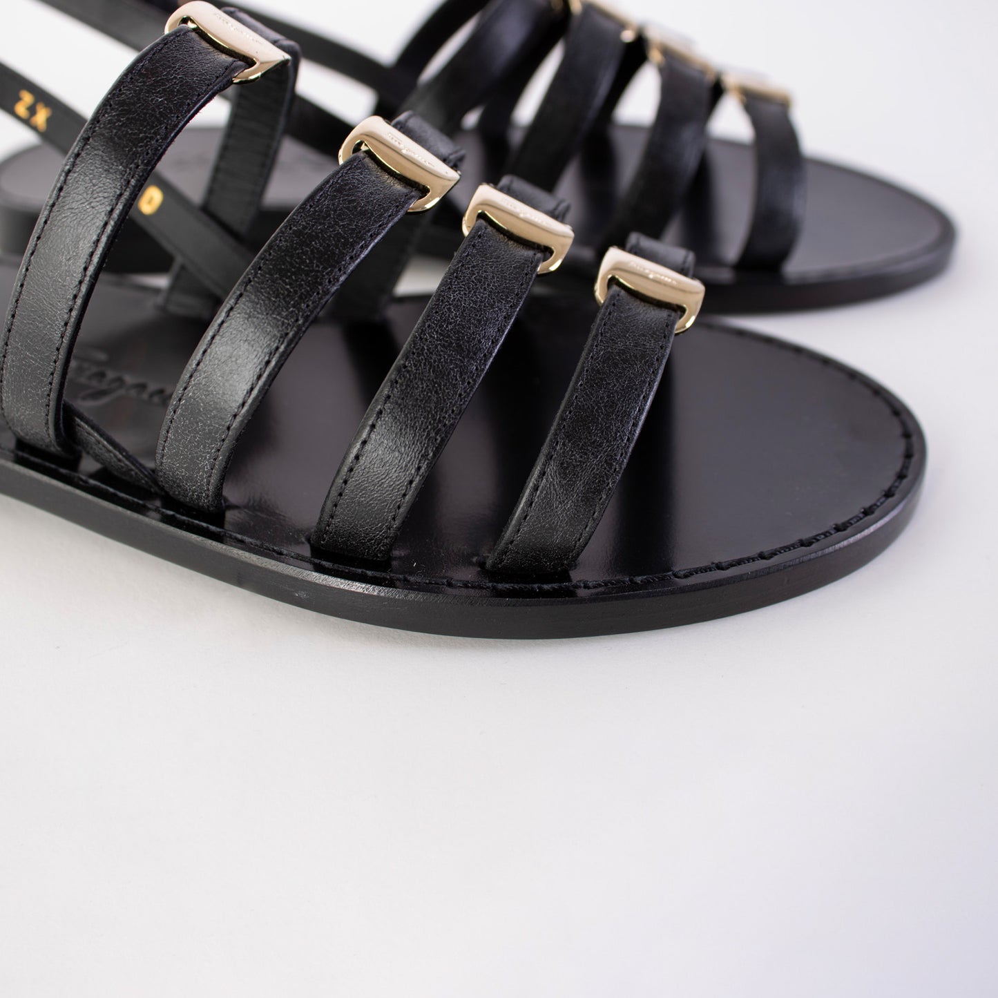 Black Leather Galilee Sandals