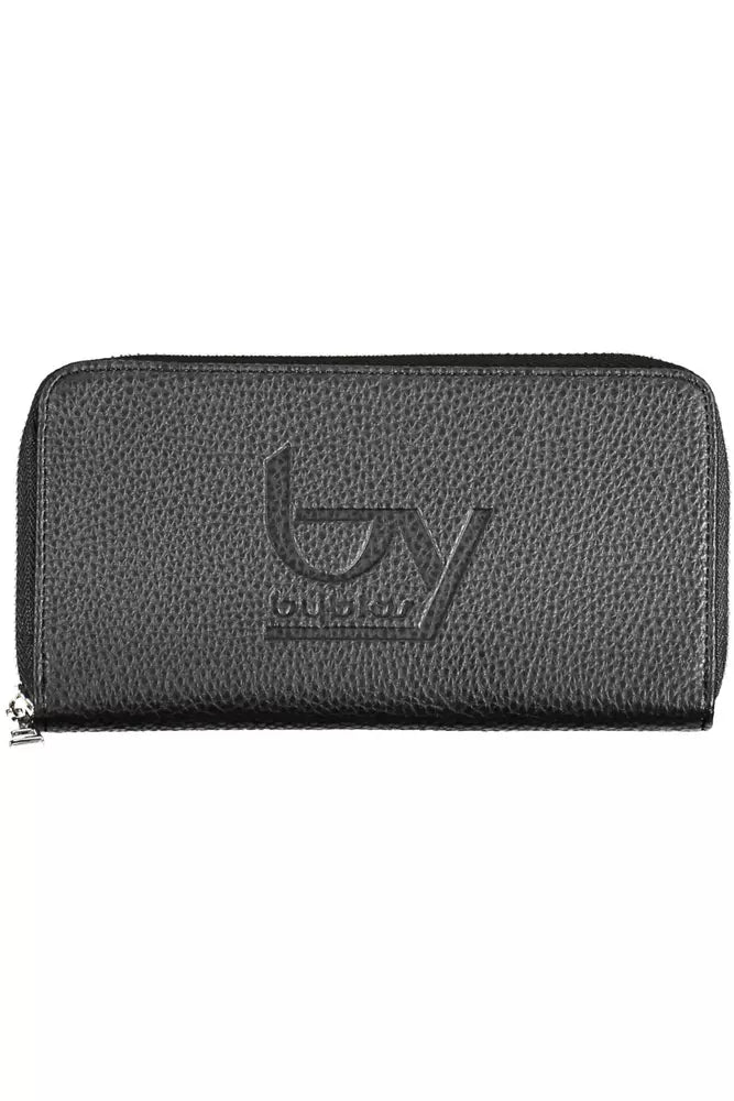 Sleek Black Tri-Compartment Wallet with Coin Purse