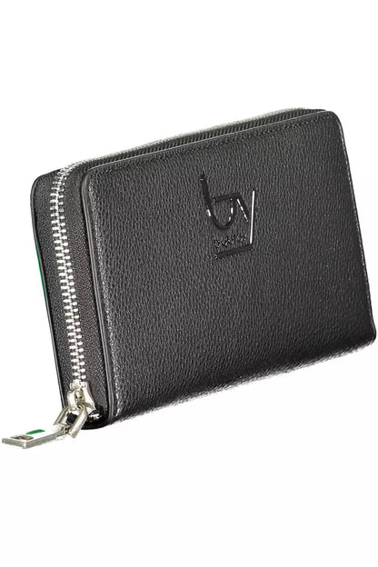 Elegant Black Polyethylene Wallet with Zip Closure