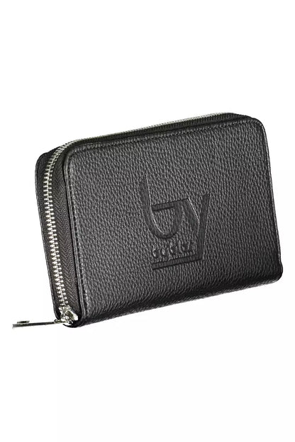 Sleek Black Tri-Compartment Wallet with Coin Purse