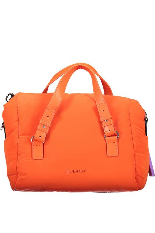 Vibrant Orange Polyester Handbag with Versatile Straps