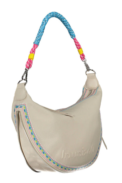 Chic White Embroidered Expandable Handbag