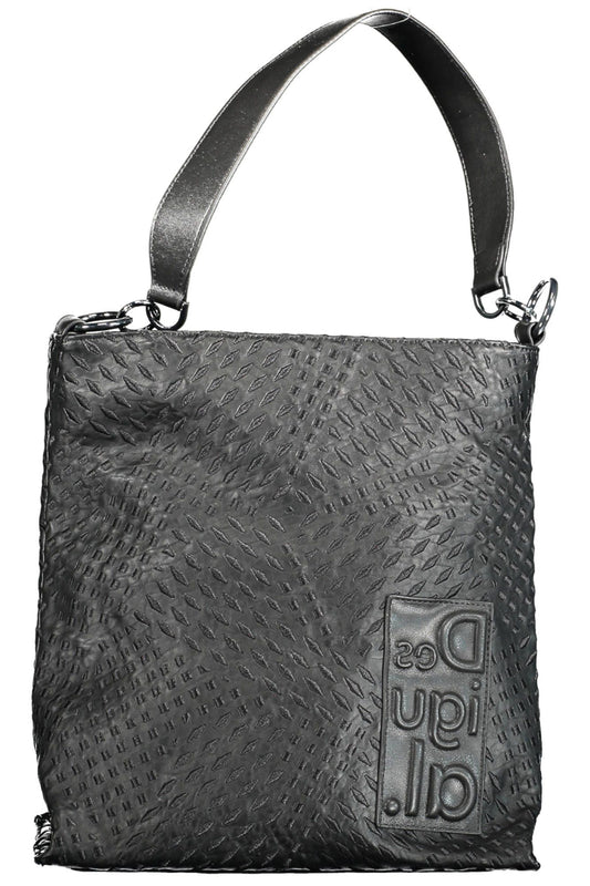 Chic Black Statement Handbag with Removable Strap