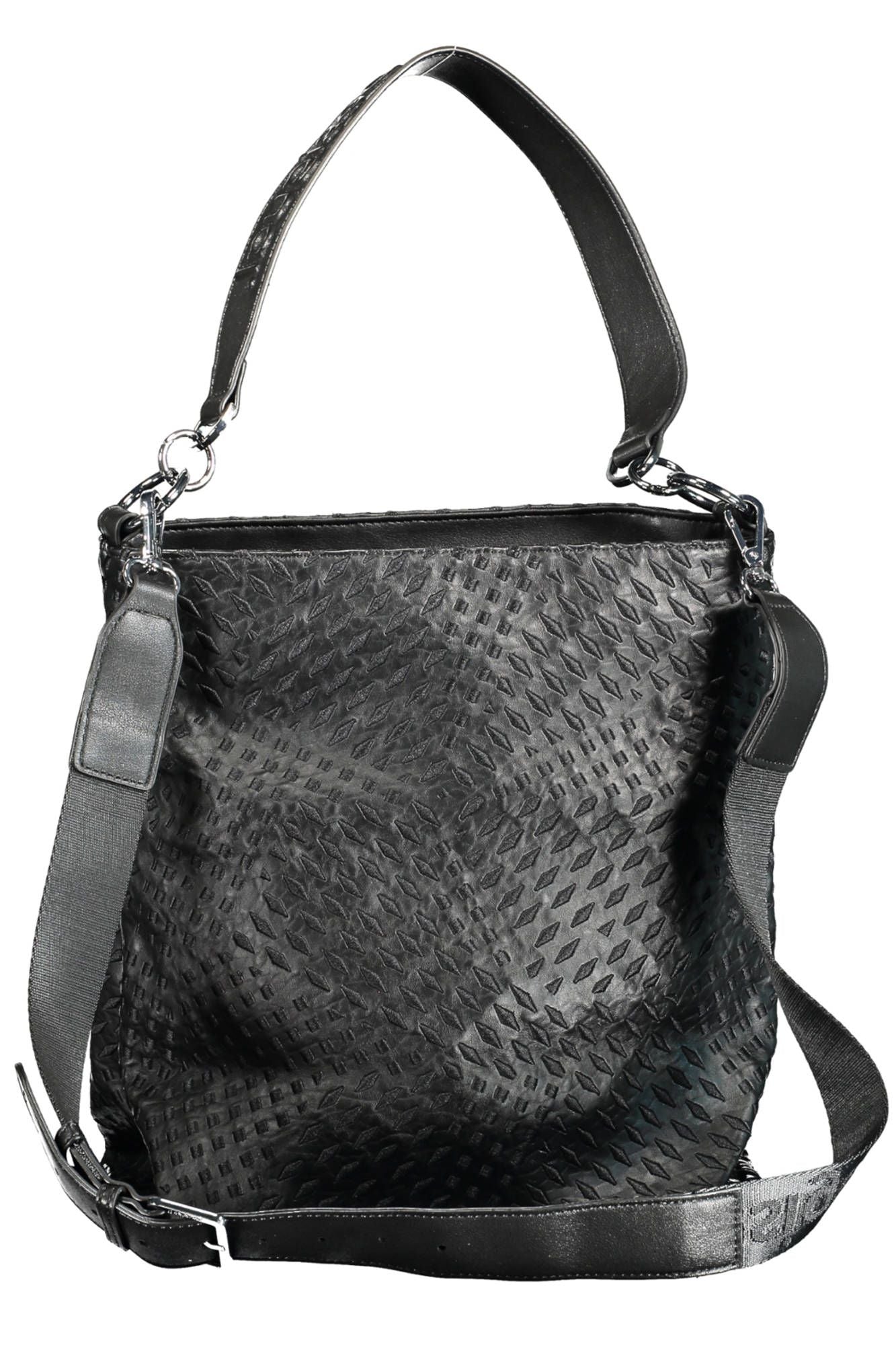 Chic Black Statement Handbag with Removable Strap