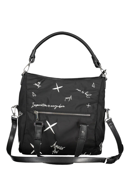 Elegant Embroidered Black Handbag with Versatile Straps