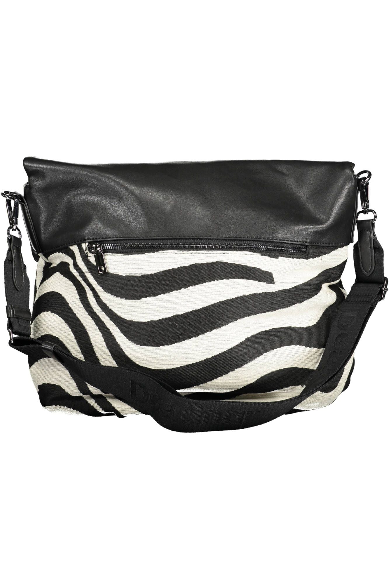 Chic Contrasting Details Black Cotton Bag