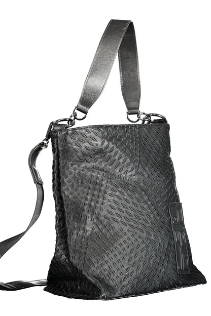 Chic Black Statement Handbag with Removable Strap