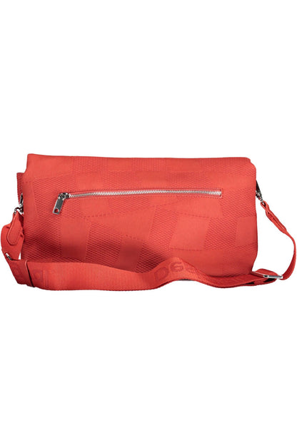 Chic Red Polyurethane Handbag with Multiple Compartments