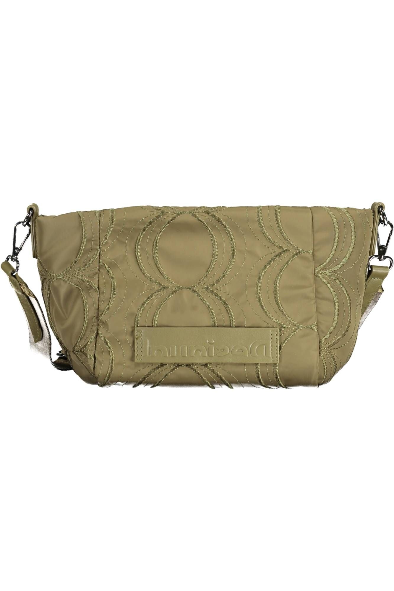 Embroidered Green Shoulder Bag with Coin Pocket