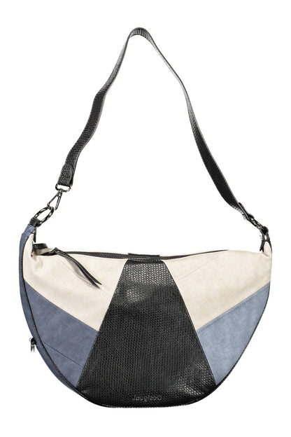 Chic Blue Shoulder Bag with Contrasting Details