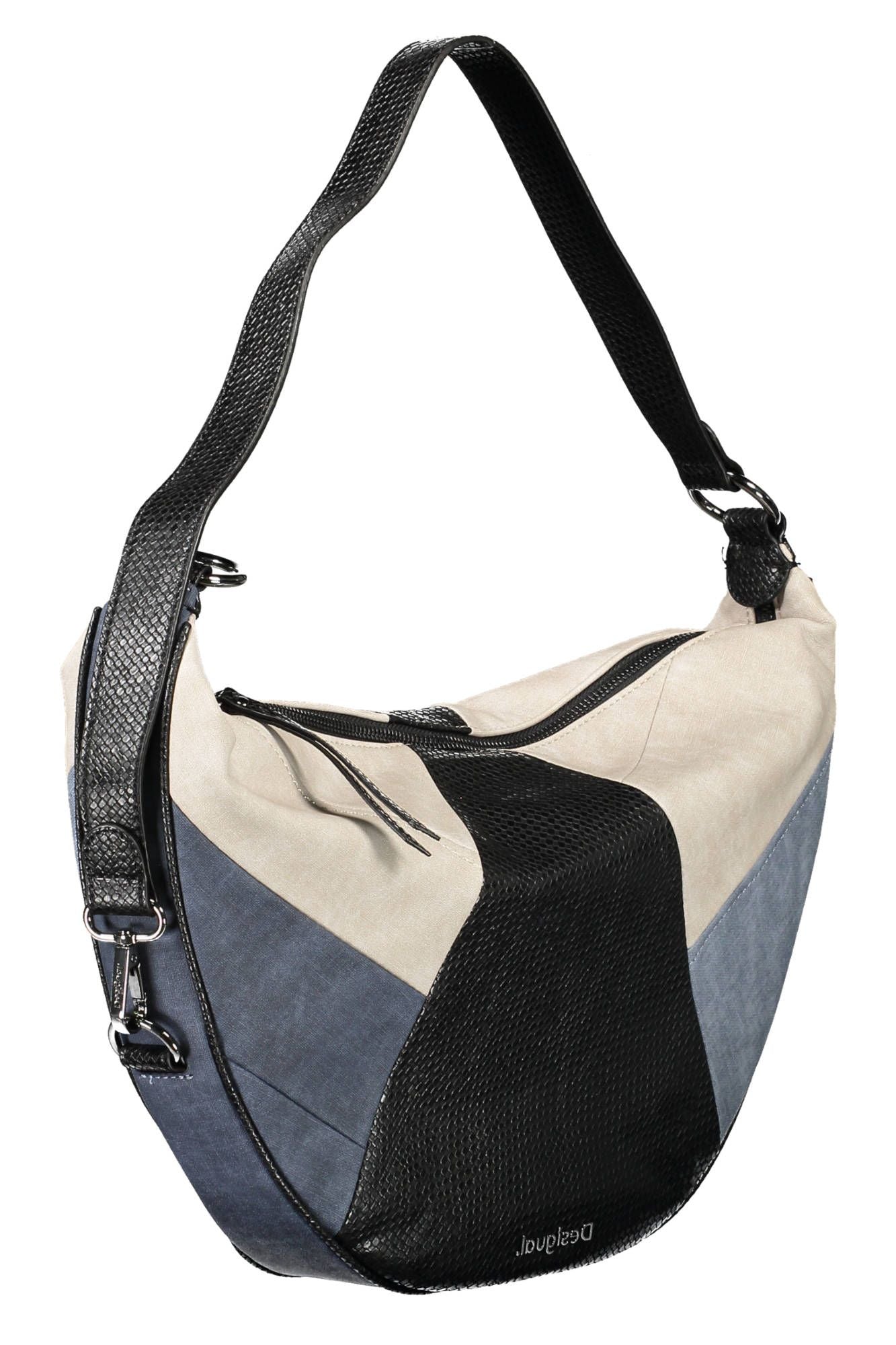 Chic Blue Shoulder Bag with Contrasting Details