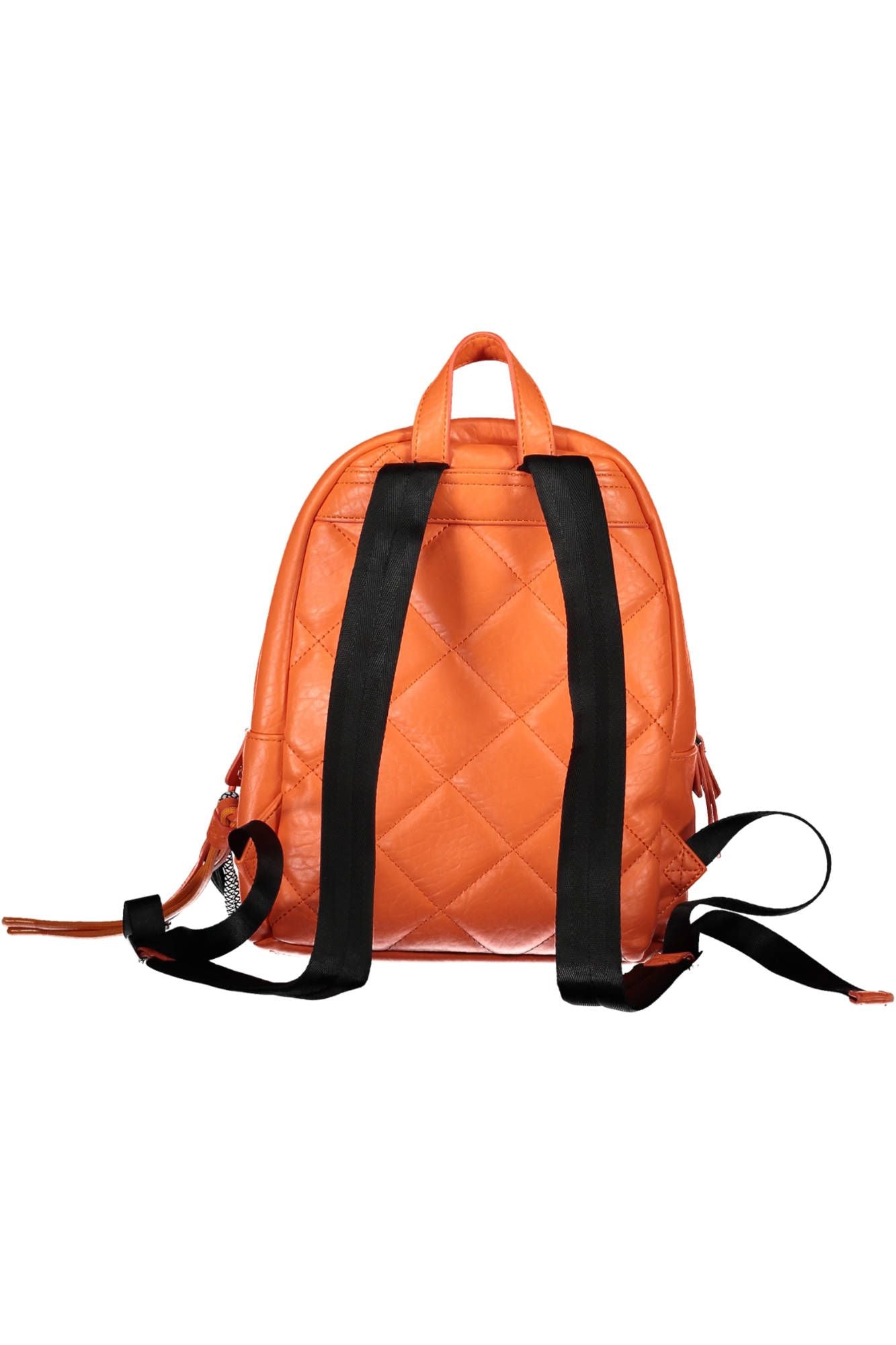 Chic Embroidered Orange Backpack with Contrasting Details