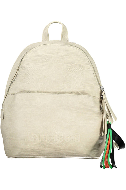 Elegant White Backpack with Contrasting Details