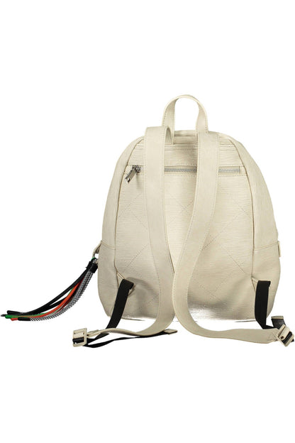 Elegant White Backpack with Contrasting Details