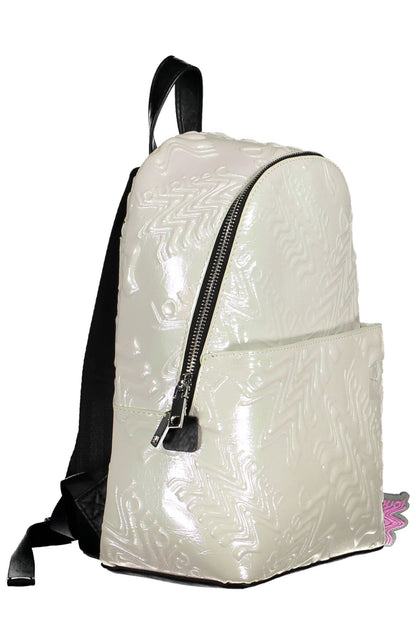 Iridescent Chic White Backpack with Contrast Details