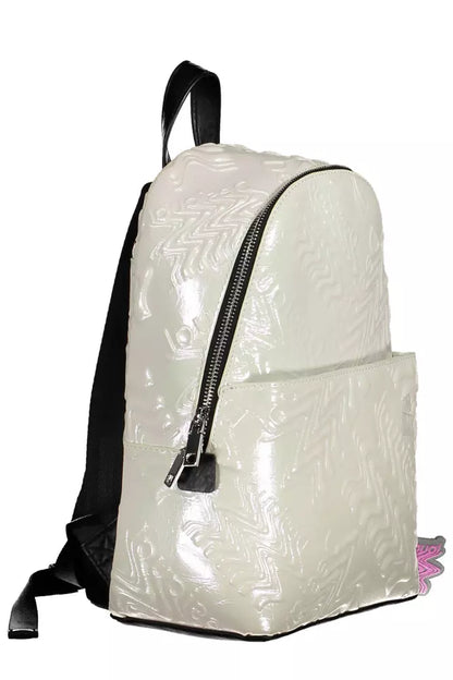 Iridescent Chic White Backpack with Contrasting Details