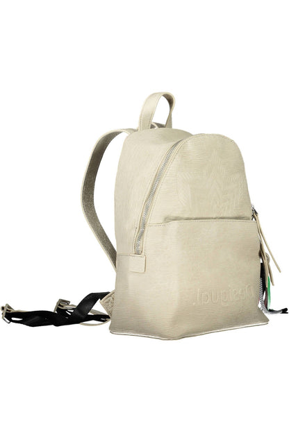 Elegant White Backpack with Contrasting Details