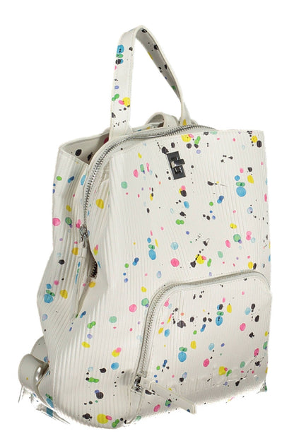 Chic White Backpack with Contrasting Details