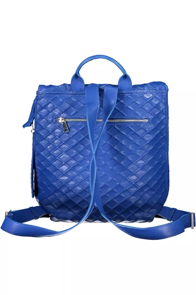 Chic Blue Urban Backpack with Contrasting Details