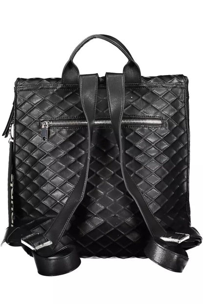 Chic Black Backpack with Contrasting Details