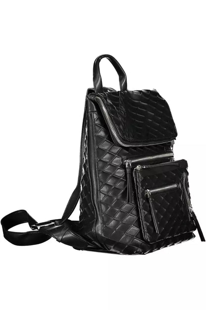 Chic Black Backpack with Contrasting Details