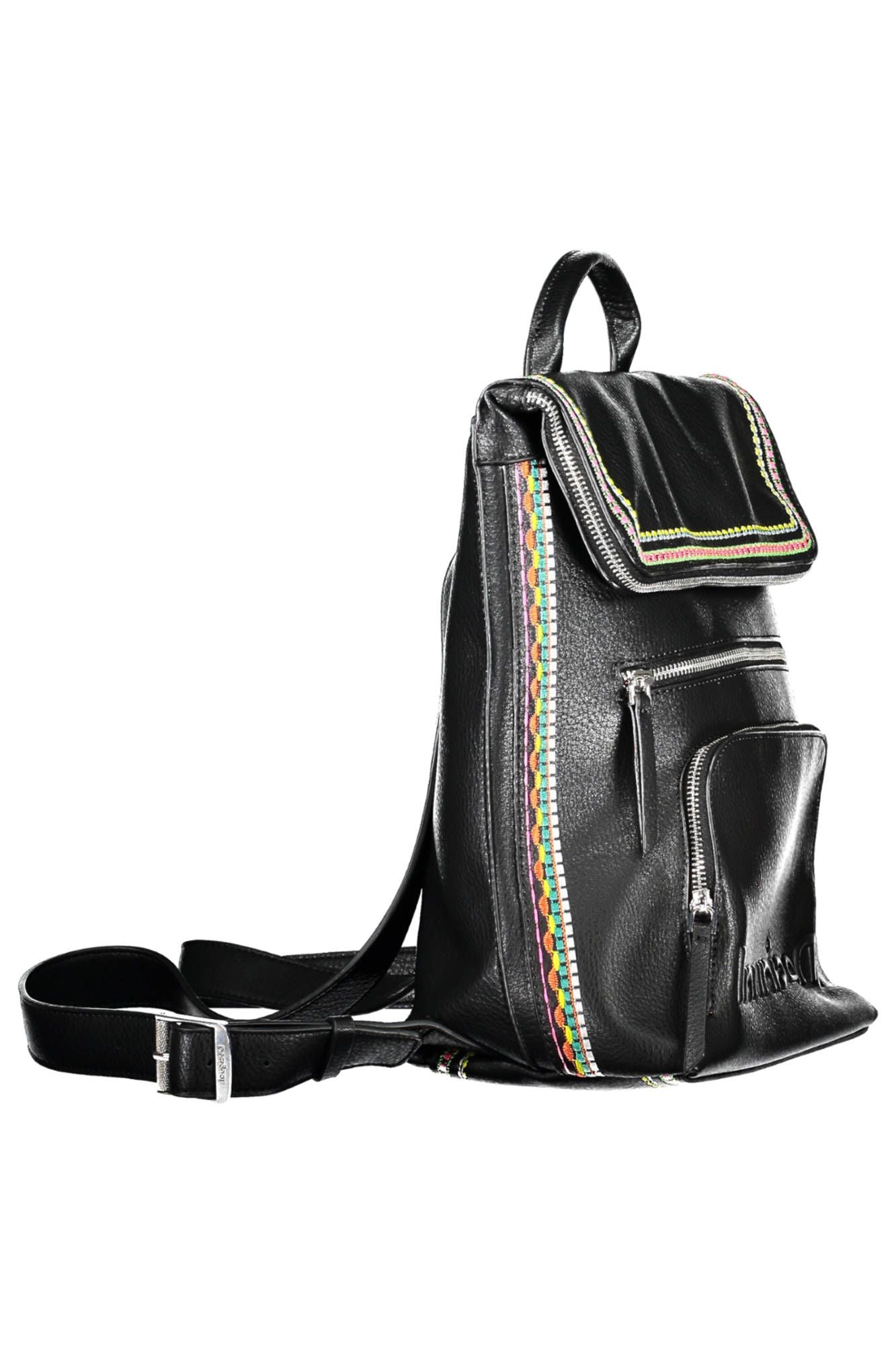 Chic Urban Embroidered Black Backpack