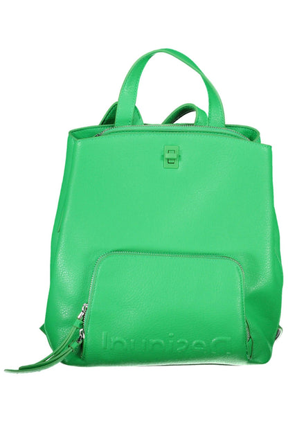 Chic Green Polyurethane Backpack for Everyday Elegance