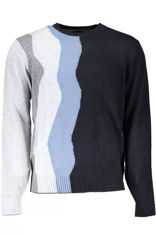 Elegant Blue Alpaca Blend Sweater for Men