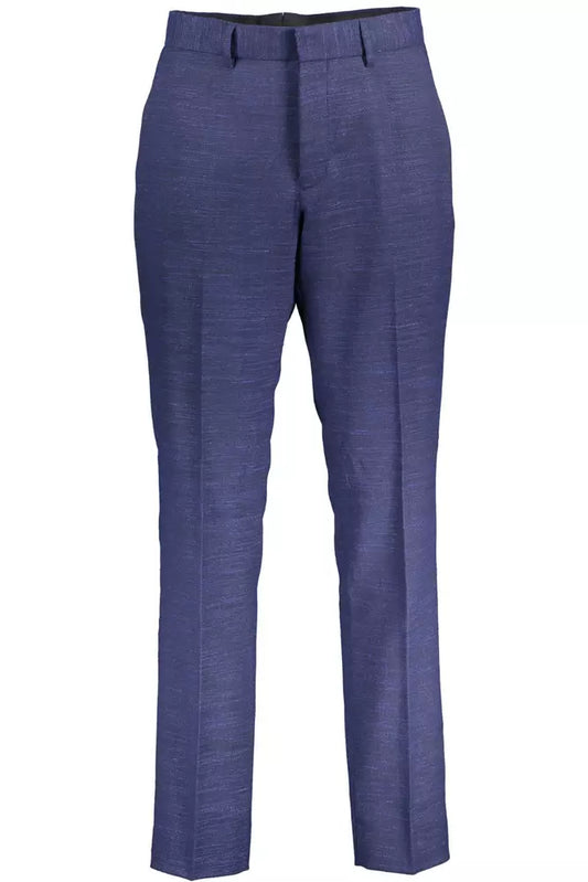 Chic Blue Trousers with Elegant Weave