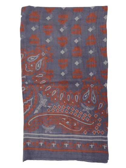 Stonewash Modal Silk Paisley Print Jacquard Scarf