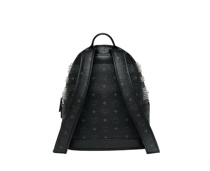 MCM Black Crystal Studs Graded M Visetos Stark Backpack