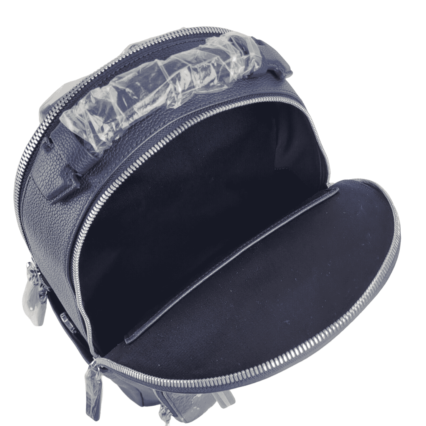 MCM Navy Leather Small Backpack with Camo Print