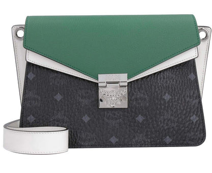 MCM Women's Patricia Green / Black / White Leather Medium Crossbody Bag