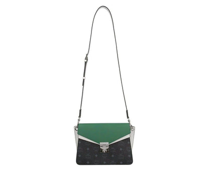 MCM Women's Patricia Green / Black / White Leather Medium Crossbody Bag