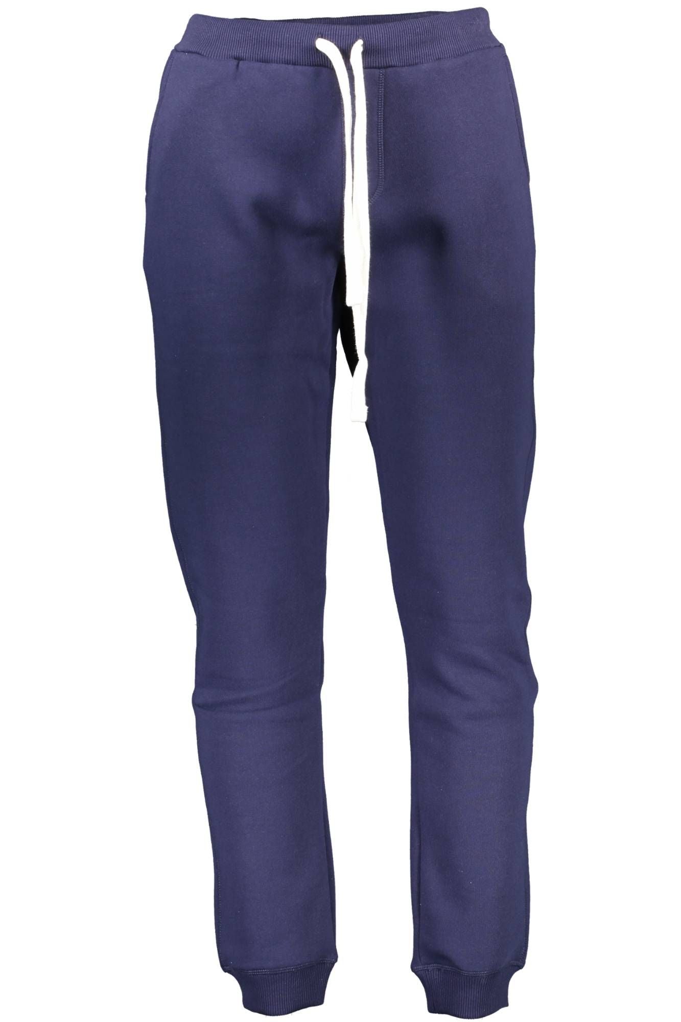 Chic Blue Cotton Trousers with Logo Detail