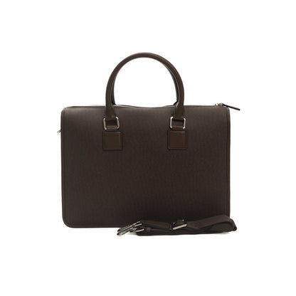 Elegant Brown Leather Briefcase with Strap