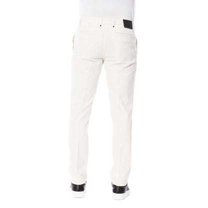 Elegant White Cotton Blend Trousers