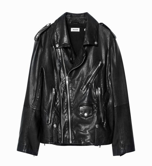 Elegant Studded Lamb Leather Jacket