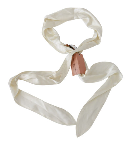 Ivory Silk Stretch Men's Skinny Scarf