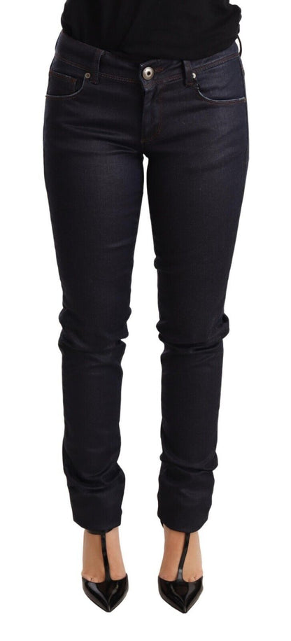 Chic Dark Blue Low Waist Skinny Jeans