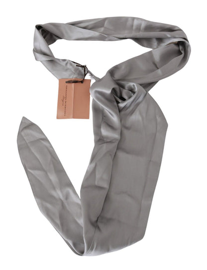 Metallic Silver Silk Neck Wrap Shawl Scarf