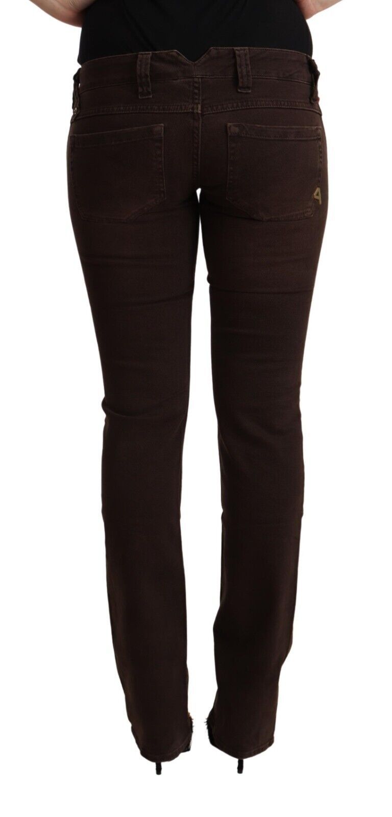 Brown Cotton Stretch Low Waist Slim Fit Denim Jeans