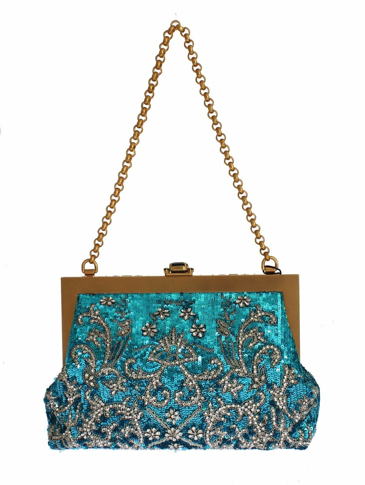 Enchanting Sequined Blue Evening Clutch